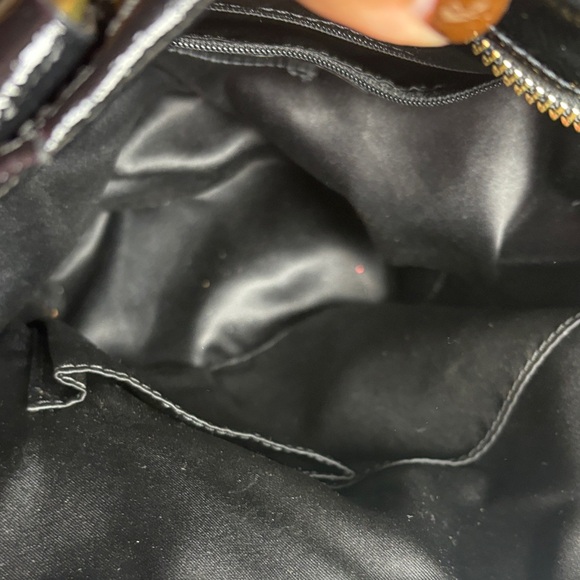 m351 Vintage Coach Black Patent Leather Poppy Daisy Liquid Glass Tote Purse Bag - Picture 10 of 13